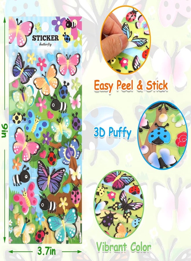 Jactales 3D Puffy Butterfly Stickers for Kids Crafts - Cute Foam Butterflies and Ladybug Bug Sticker for Scrapbooking, Party Favors, Decorations, Rewards - 4 Sheets - Image 2
